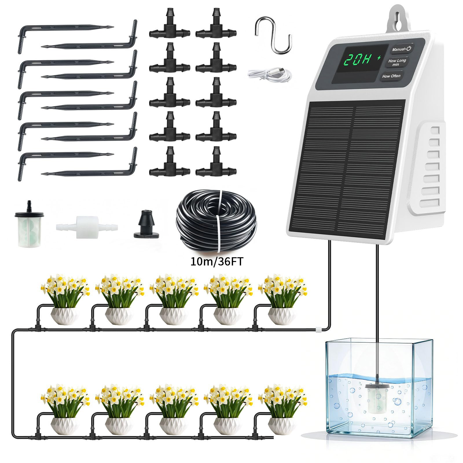 Smart Garden Tower - 업그레이드된 태양광 점적 관개 시스템, 가정