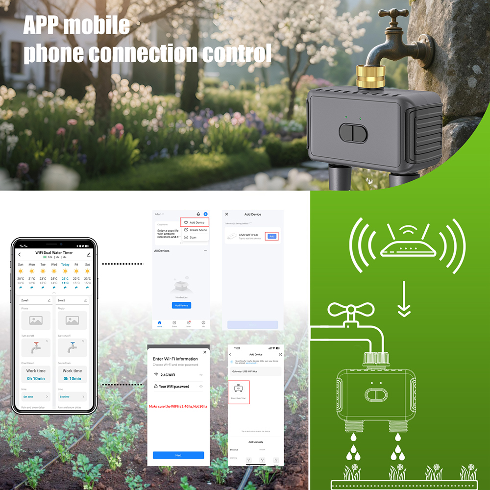 와이파이 자동 급수 타이머, 듀얼 호스 정원 관개 시스 - Smart Garden Hose Timer 리뷰 및 가격